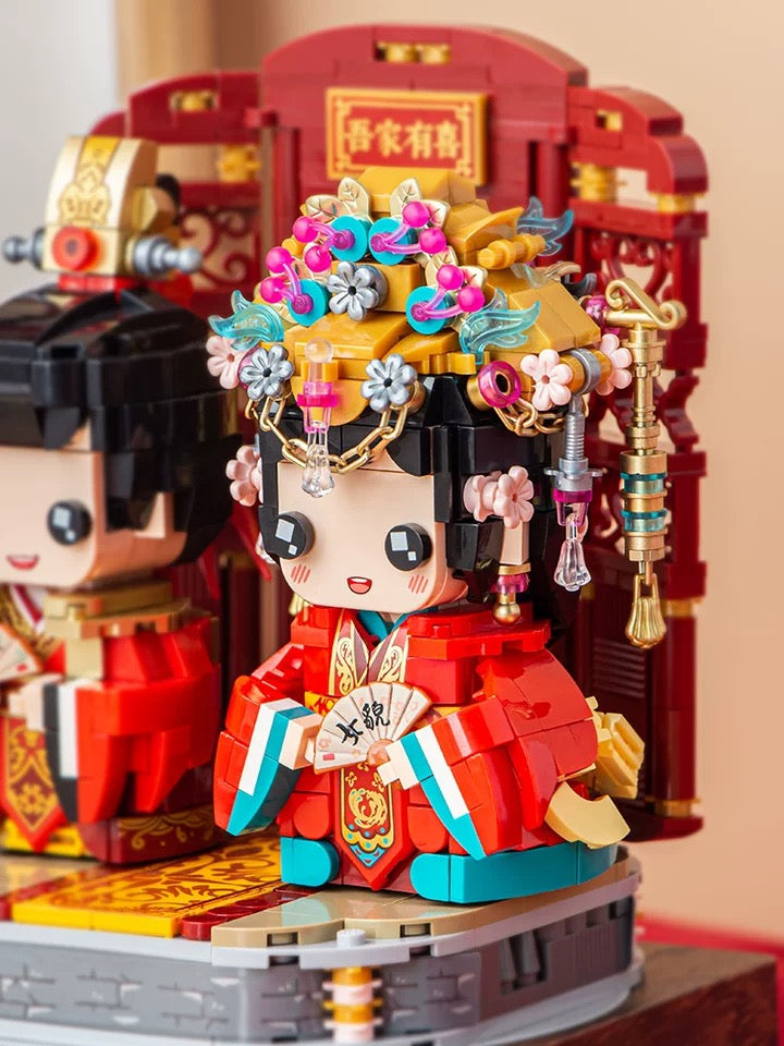 Loz Building Mini Block Characters Music Box | Chinese Wedding Bridegroom Bride - Valentine Wedding DIY Handmade Gift KawaiiGiftLand