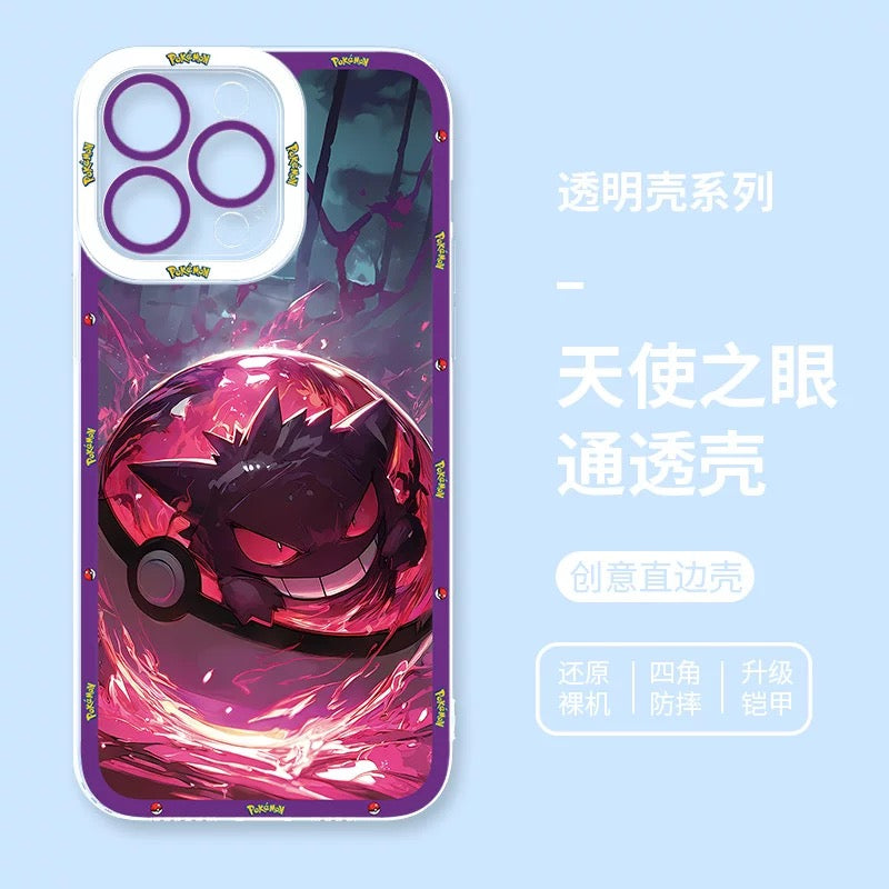 Japan Cartoon Pokemon Sweet Dream in Pokeball | Pikachu Gengar Greninja Squirtle Lucario Bulbasaur  - iPhone Case PLUS SE2 XS XR X 11 12 13 14 15 16 16e 17 17e Pro Promax 12mini 13mini