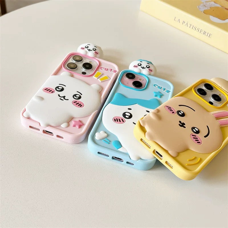 Japanese Cartoon ChiiKawa Look at you Silicone | Chiikawa Hachiware Usagi - iPhone Case 15 14 13 12 Pro ProMax KawaiiGiftLand