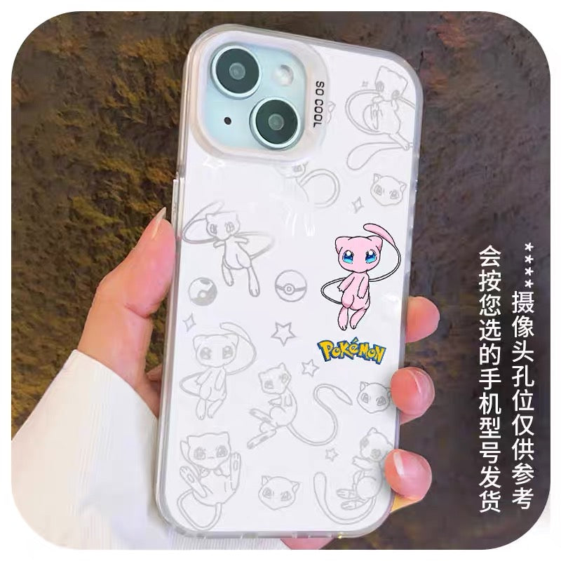 เคส iPhone ลายการ์ตูนญี่ปุ่นโปเกมอน แบบด้านและสีเงิน ภาค 3 | ปิกาจู, ชาร์แมนเดอร์, บัลบาซอร์, สควอเทิล, มิมิคคิว, จิกกลีพัฟ, มิว 8 สไตล์ - เคส iPhone PLUS SE2 XS XR X 11 12 13 14 15 16 16e 17 17e Pro Promax 12mini 13mini