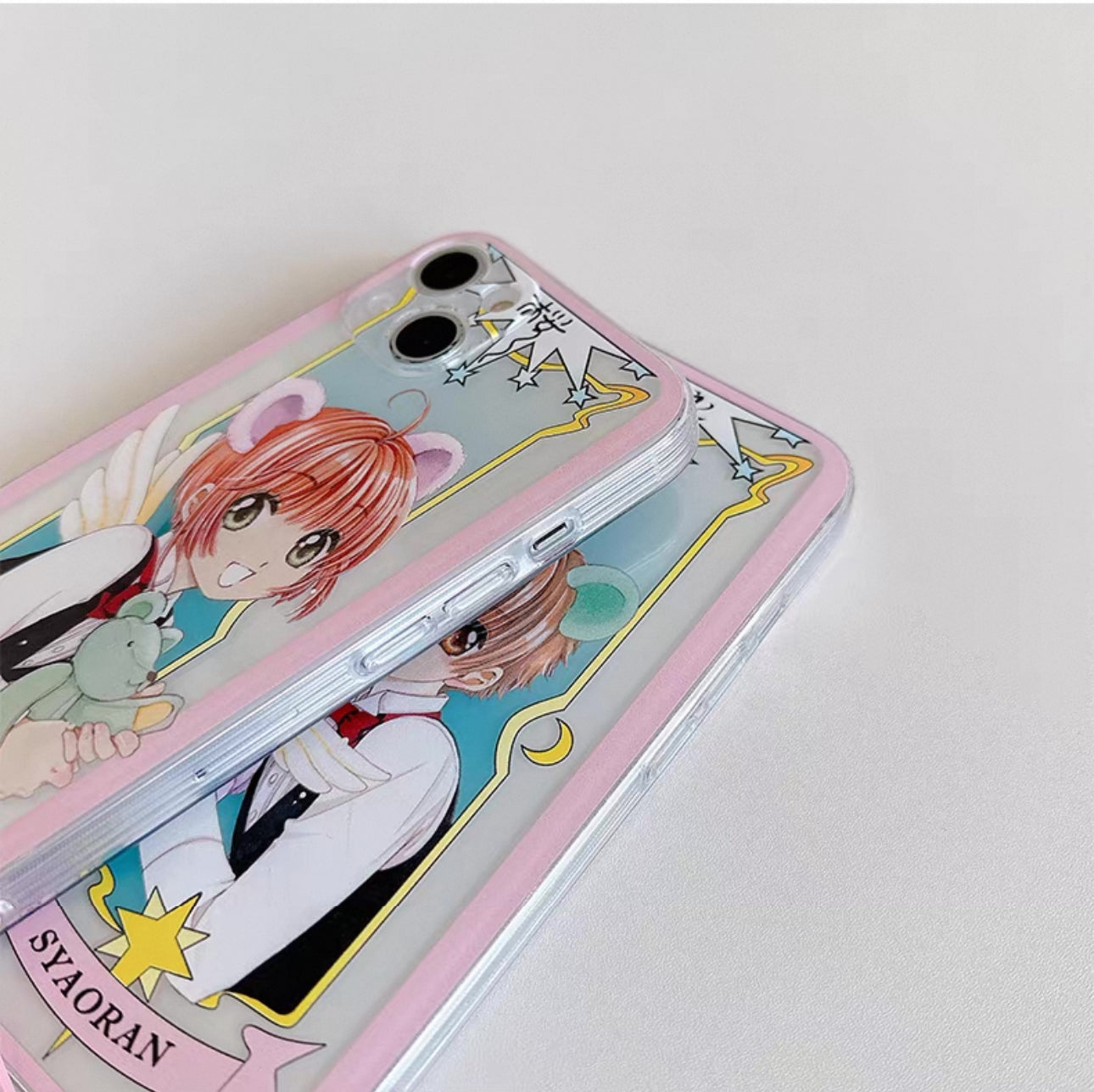 Japanese Cartoon Cardcaptor Sakura with Bear Couple | Sakura & Syaoran Li - iPhone Case 6 7 8 PLUS SE2 XS XR X 11 12 13 14 15 16 Pro Promax 12mini 13mini KawaiiGiftLand