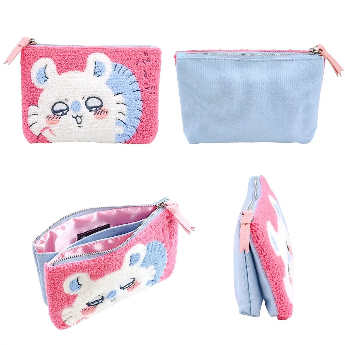 Japanese Cartoon Chiikawa Punch Needle Make Up Bag | ChiiKawa Hachiware Usagi Momonga Kurimanju Shisa Kani - Kawaii Plush Doll Purse Bag KawaiiGiftLand