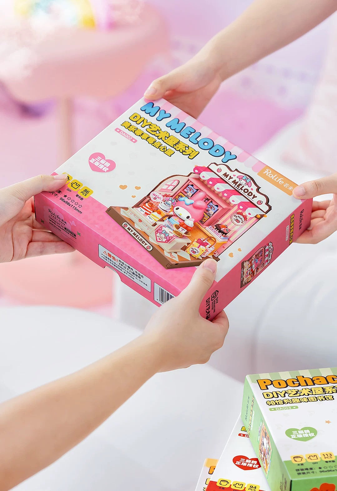 Rolife x Sanrio Character Style Shopping Street Craft Kits Set | Hello Kitty My Melody Pompompurin Pochacco - DIY Handmade Wooden Mini World Miniature Gift KawaiiGiftLand