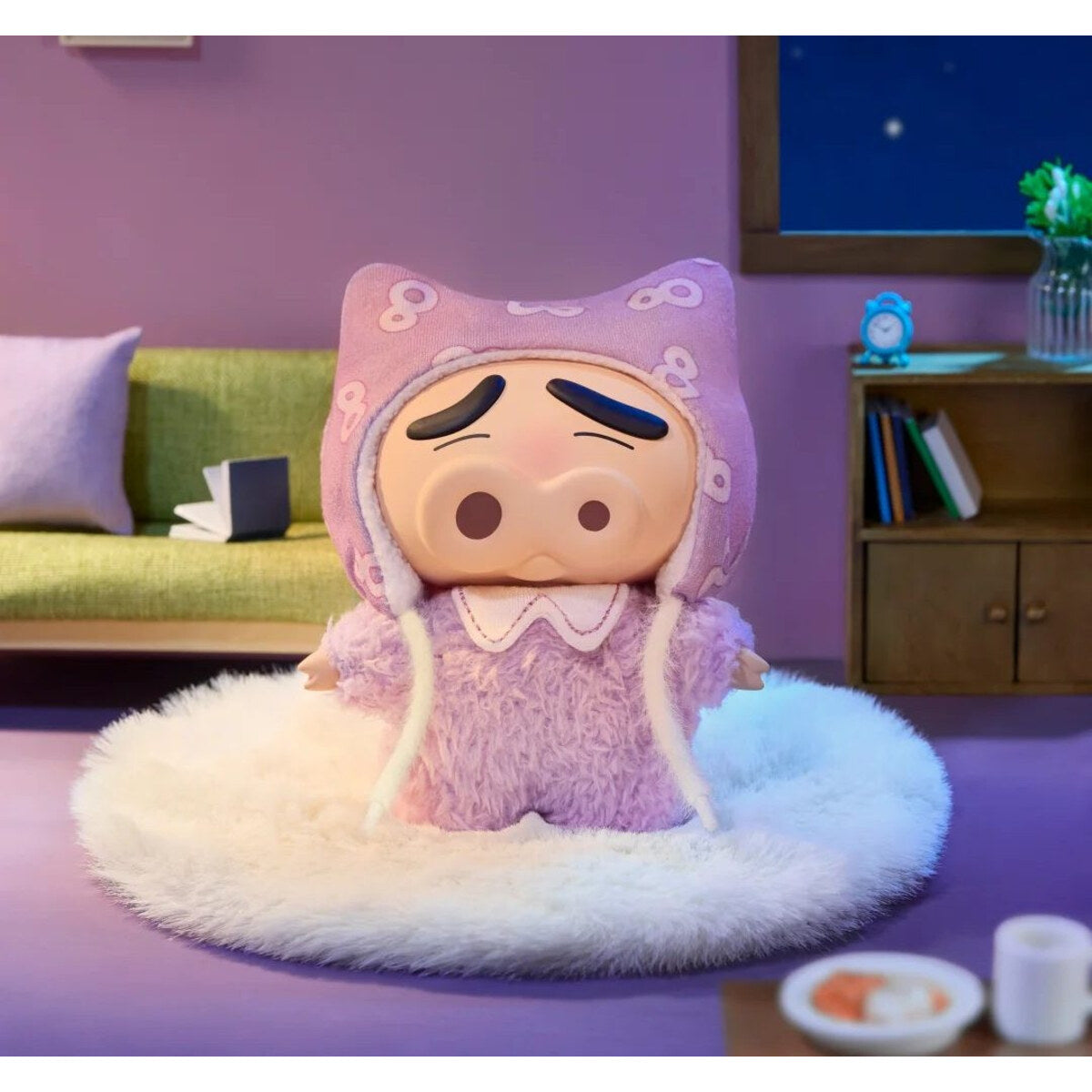 Sleepy Buriburizaemon the pig MINI plush figure in purple onesie