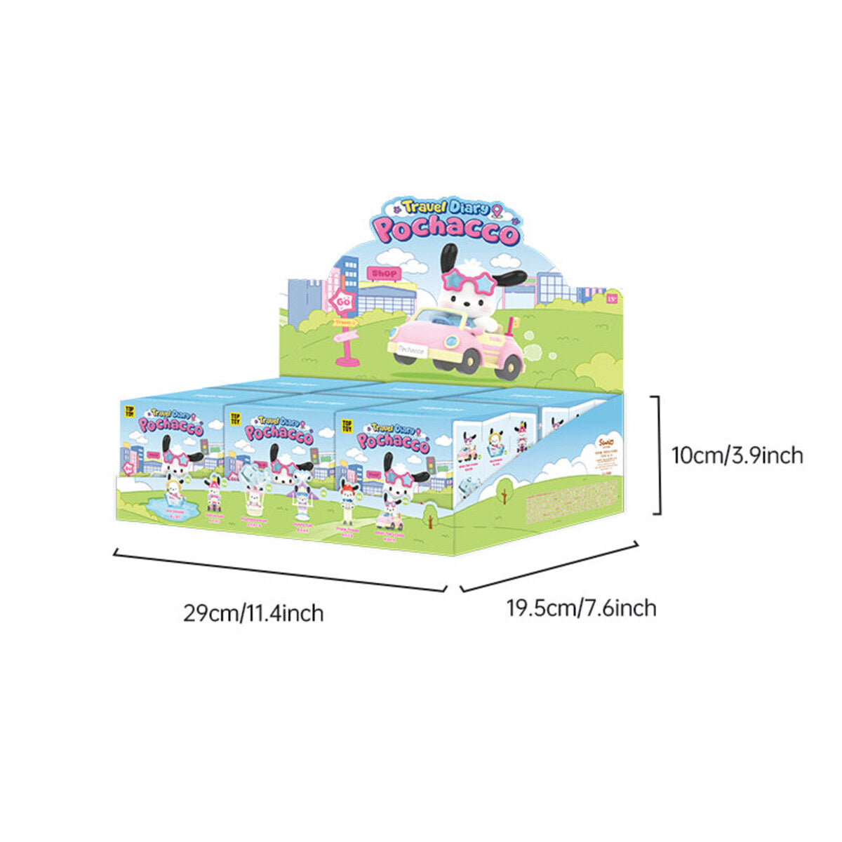 TOPTOY Pochacco Travel Diary Series figure height size chart approx 7 to 12 cm compared to a phone