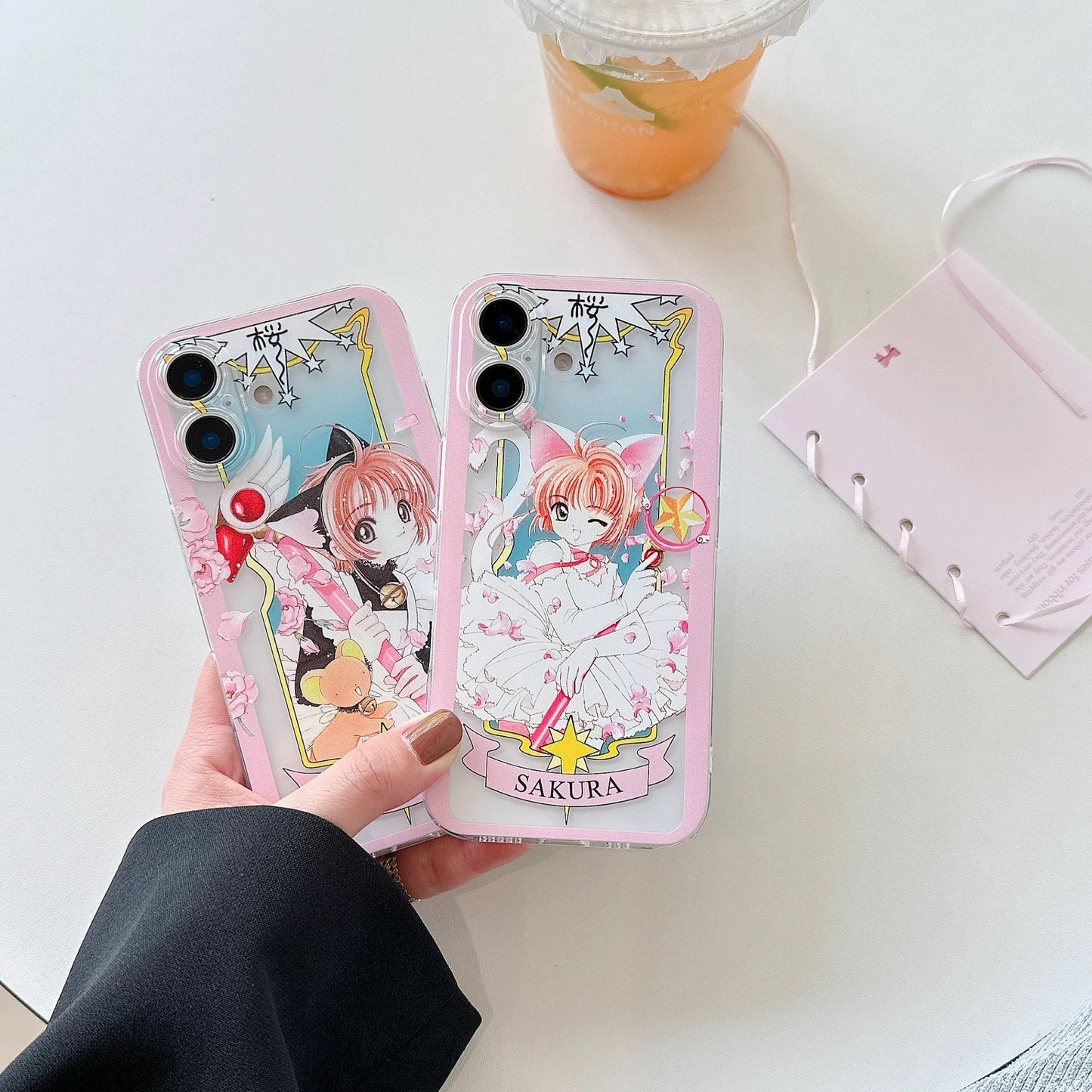 Cardcaptor Sakura Card Version Part 5 | Black & White Cat Sakura - iPhone Case PLUS SE2 XS XR X 11 12 13 14 15 16 16e 17 17e Pro Promax 12mini 13mini