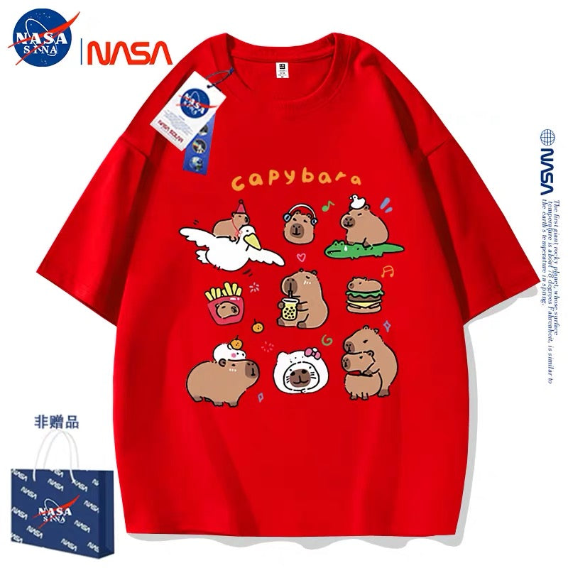 Cute Animals Capybara Style T-Shirt Series | Happy & Fun Daily Part1 - Kawaii Fashion Items for Child & Adult Matching outfits for Parents and Children