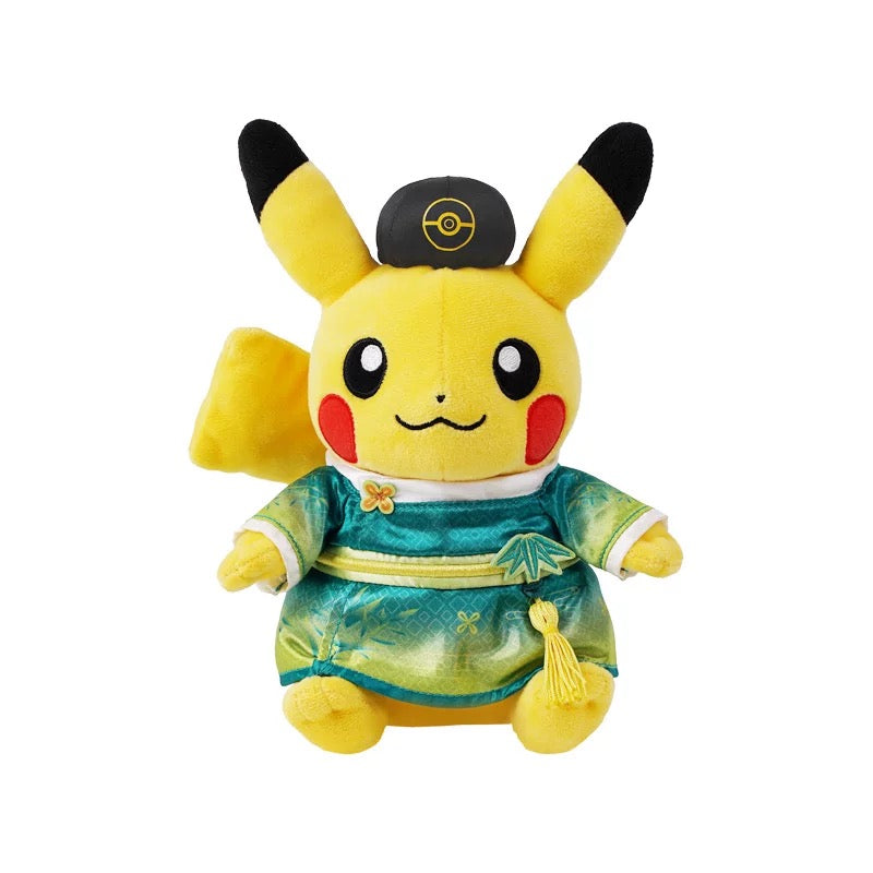 Japan Cartoon Pokemon Center Couple Version | Chinese Style Bamboo & Flower Pikachu - Mascot Plush Doll Kawaii Decoration Wedding Gift KawaiiGiftLand