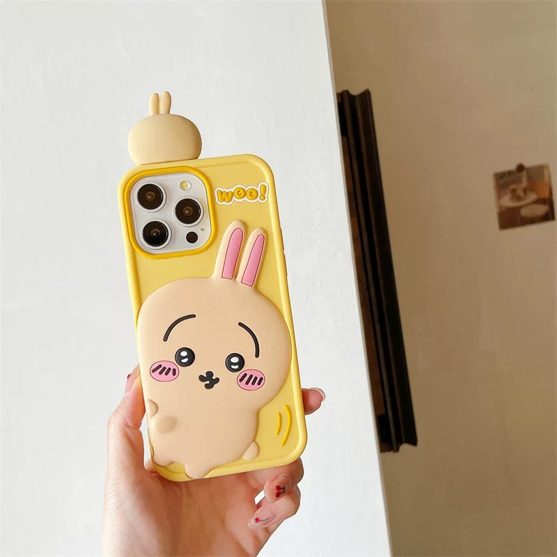 Japanese Cartoon ChiiKawa Look at you Silicone | Chiikawa Hachiware Usagi - iPhone Case 15 14 13 12 Pro ProMax KawaiiGiftLand