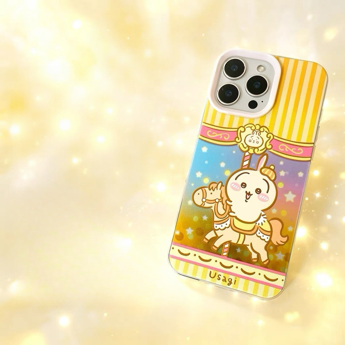Japanese Cartoon ChiiKawa Go Round Laser Case | Merry Go Round with Chiikawa Hachiware Usagi - Phone Case Samsung Galaxy S26 S25 S24 S23 S22 S21 FE Ultra Edge