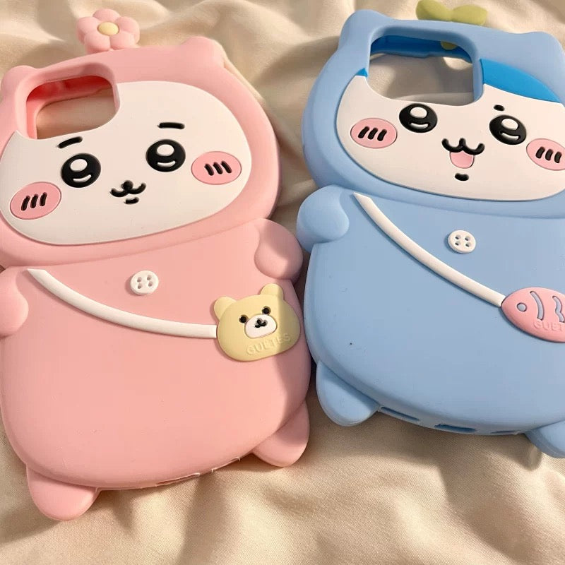 Japanese Cartoon ChiiKawa Pajamas Outing Silicone | Chiikawa Hachiware - iPhone Case 15 14 13 12 Pro ProMax KawaiiGiftLand
