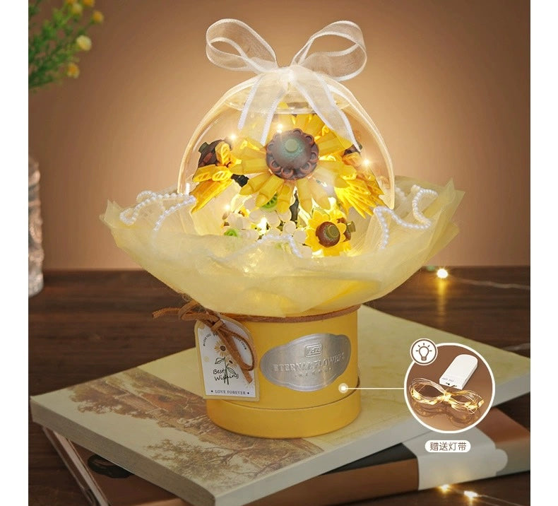 Loz Building Block Eternal Flowers Set | Rose SunFlower - with LED Lights Valentine Wedding Gift DIY Handmade Gift KawaiiGiftLand