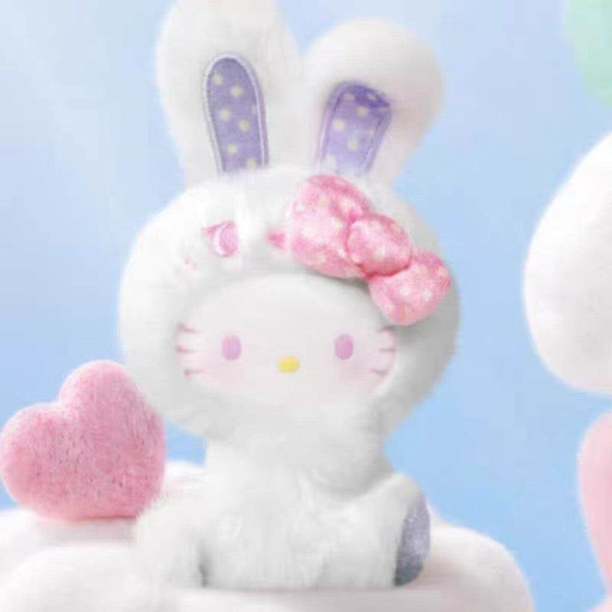 Cream Bunny - Hello Kitty Rainbow Bunny plush vinyl keychain pendant, opened and confirmed