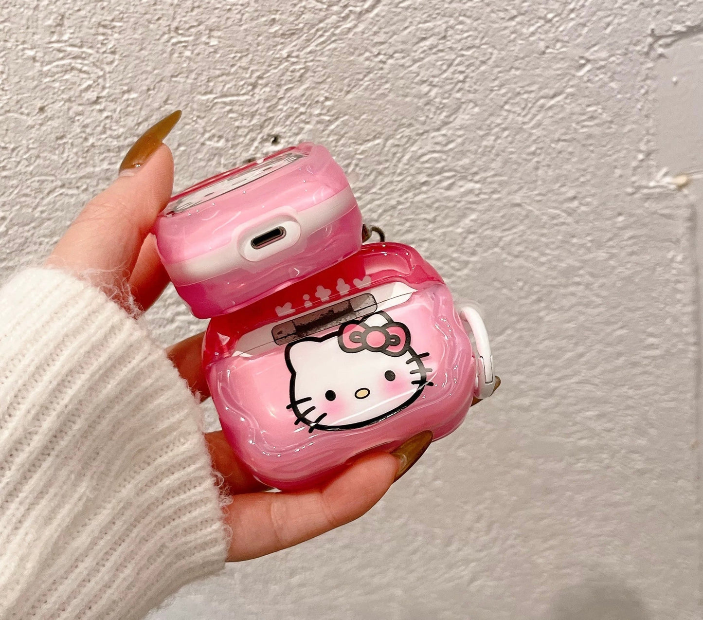 Japanese Cartoon Candy Colour Hello Kitty My Melody Kuromi Pompompurin Pochacco Red Pink Purple Yellow Blue with Keychain - AirPods AirPodsPro AirPods3 AirPods4 Case KawaiiGiftLand