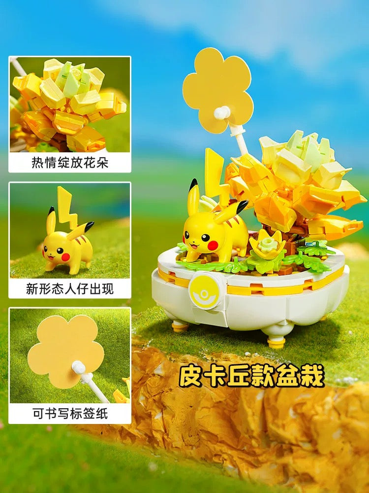 Pokemon Flowerpot Potted Plant Part 2 | Pikachu Togepi Sylveon Sprigatito Fuecoco Quaxly - Building Blocks Toy Collections KawaiiGiftLand