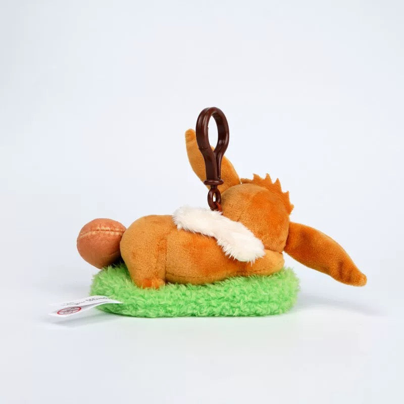 Japan Cartoon Pokemon with Laying & Sleeping on Grass Keychain Part 1 | Eevee - Mascot Plush Doll  Kawaii Decoration KawaiiGiftLand
