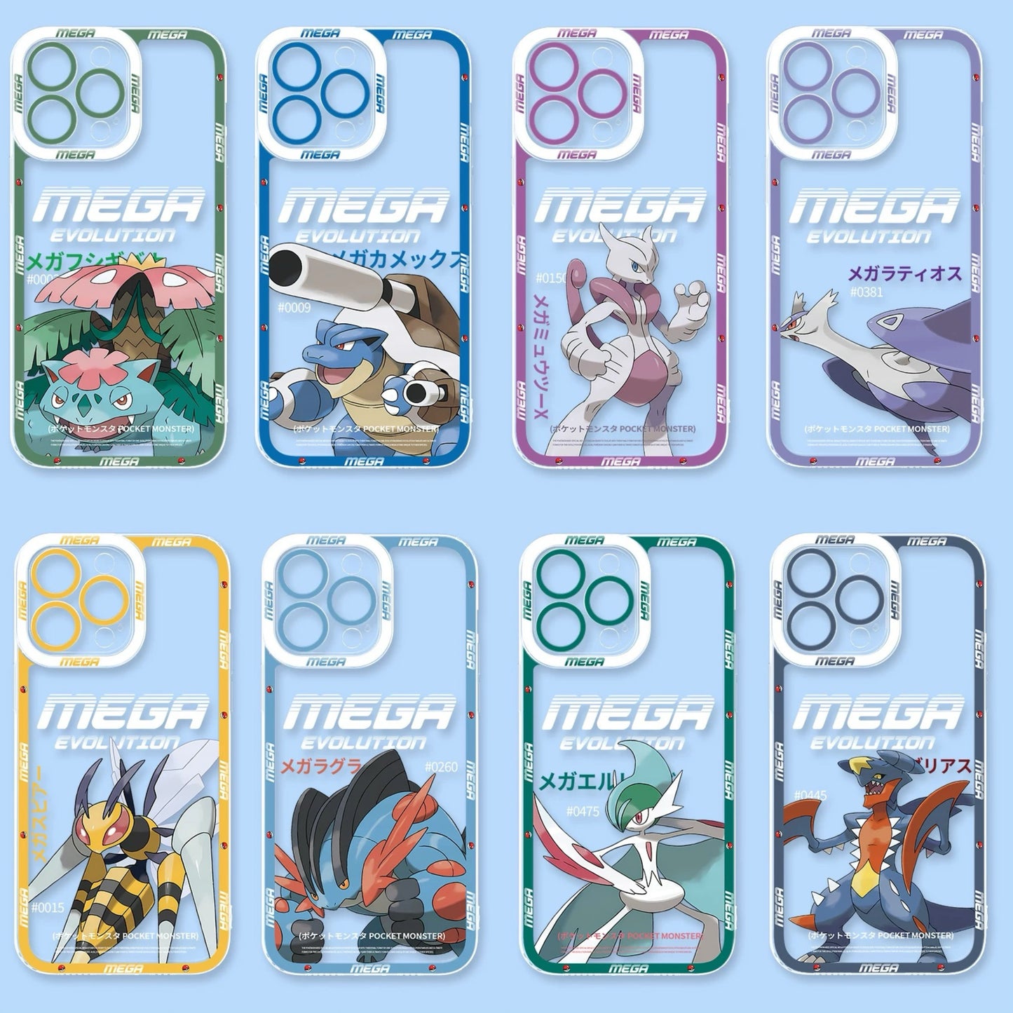 Japan Cartoon Pokemon Mega Evolution | Venusaur Blastoise Mewtwo X Latios Beedrill Swampert Gallade Garchomp - Phone Case Samsung Galaxy S26 S25 S24 S 23 S22 S21 FE Ultra Edge