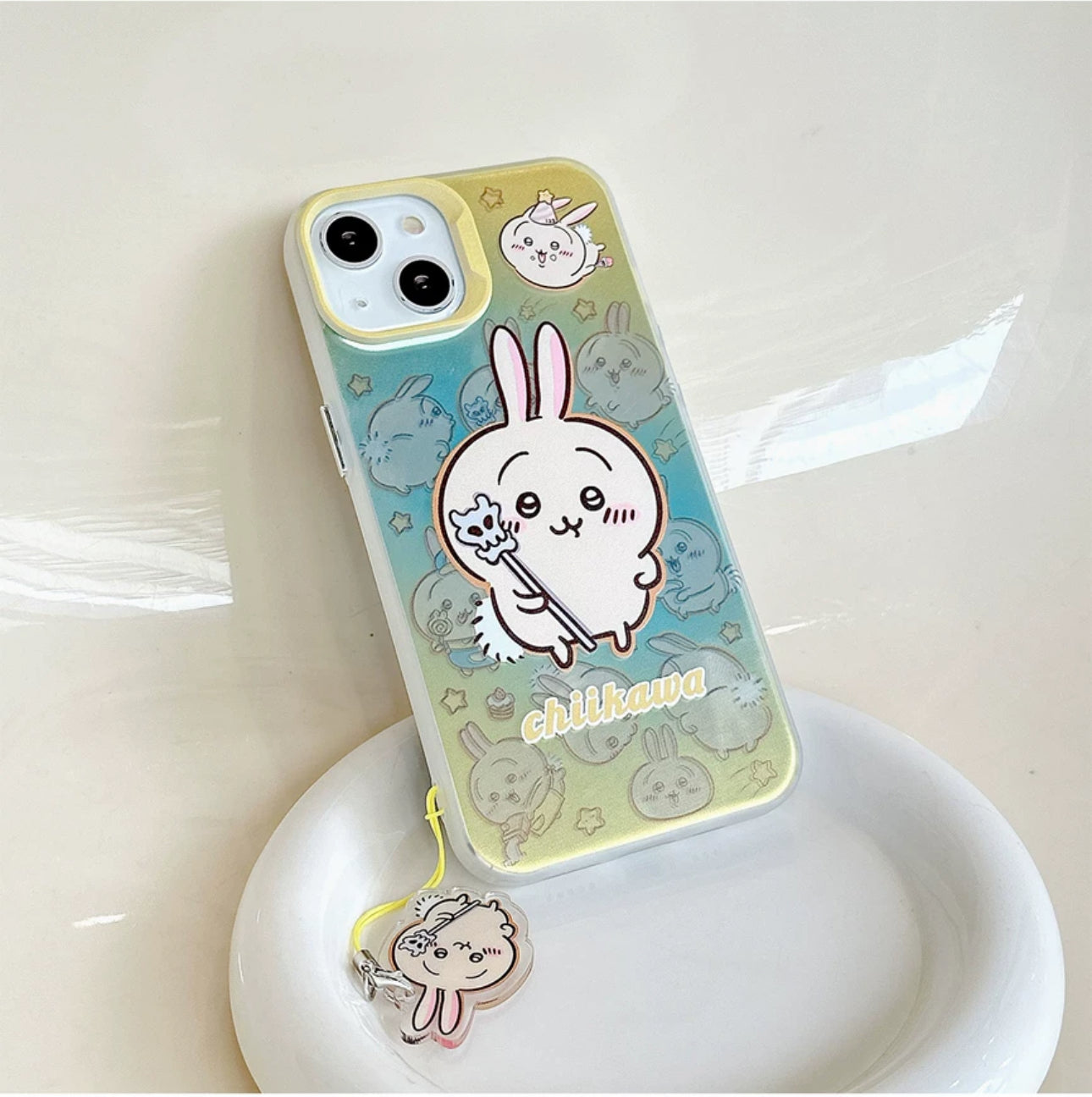 Japanese Cartoon iPhone Case with Strap | Laser ChiiKawa Hachiware Usagi Momonga - iPhone CasePhone Case  7 8 PLUS SE2 XS XR X 11 12 13 14 15 16 Pro Promax 12mini 13mini KawaiiGiftLand