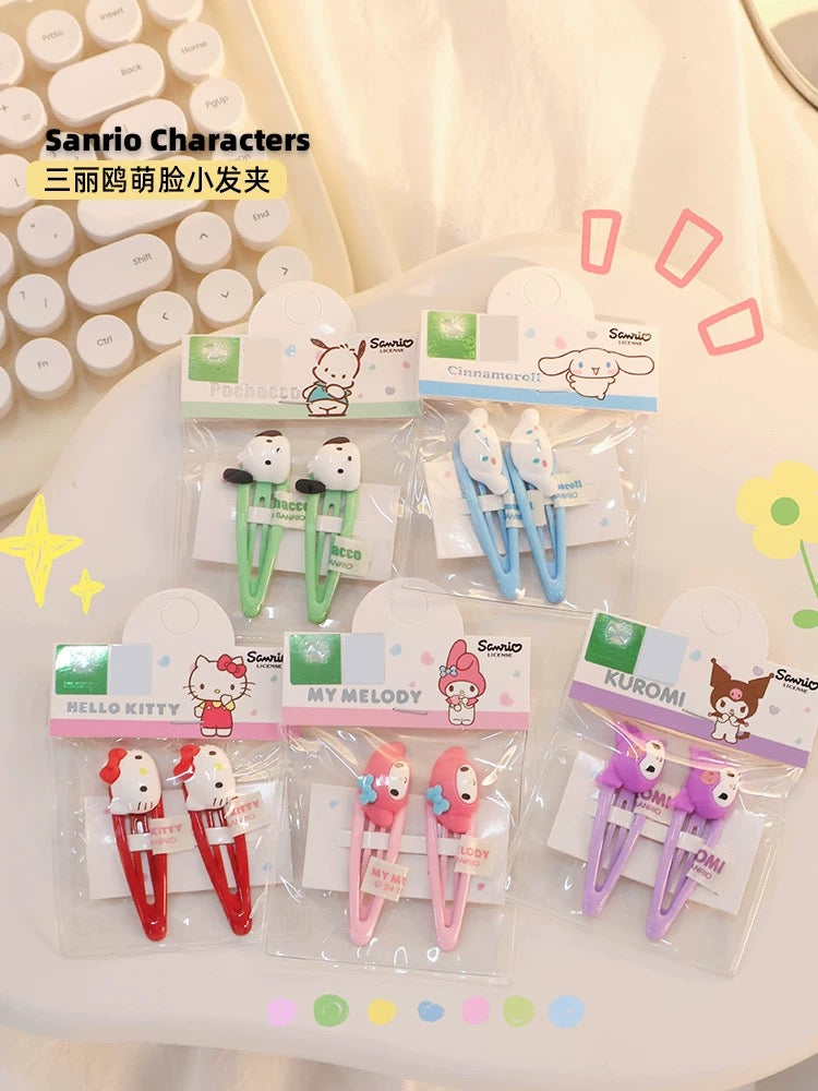 Sanrio Big Head Hair Clip 2 pcs Set | Hello Kitty My Melody Kuromi Cinnamoroll Pochacco