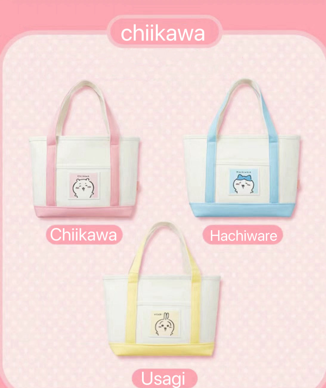 ChiiKawa X Miniso | ChiiKawa Hachiware Usagi Tote Bag - Kawaii items Room Decoration - KawaiiGiftLand