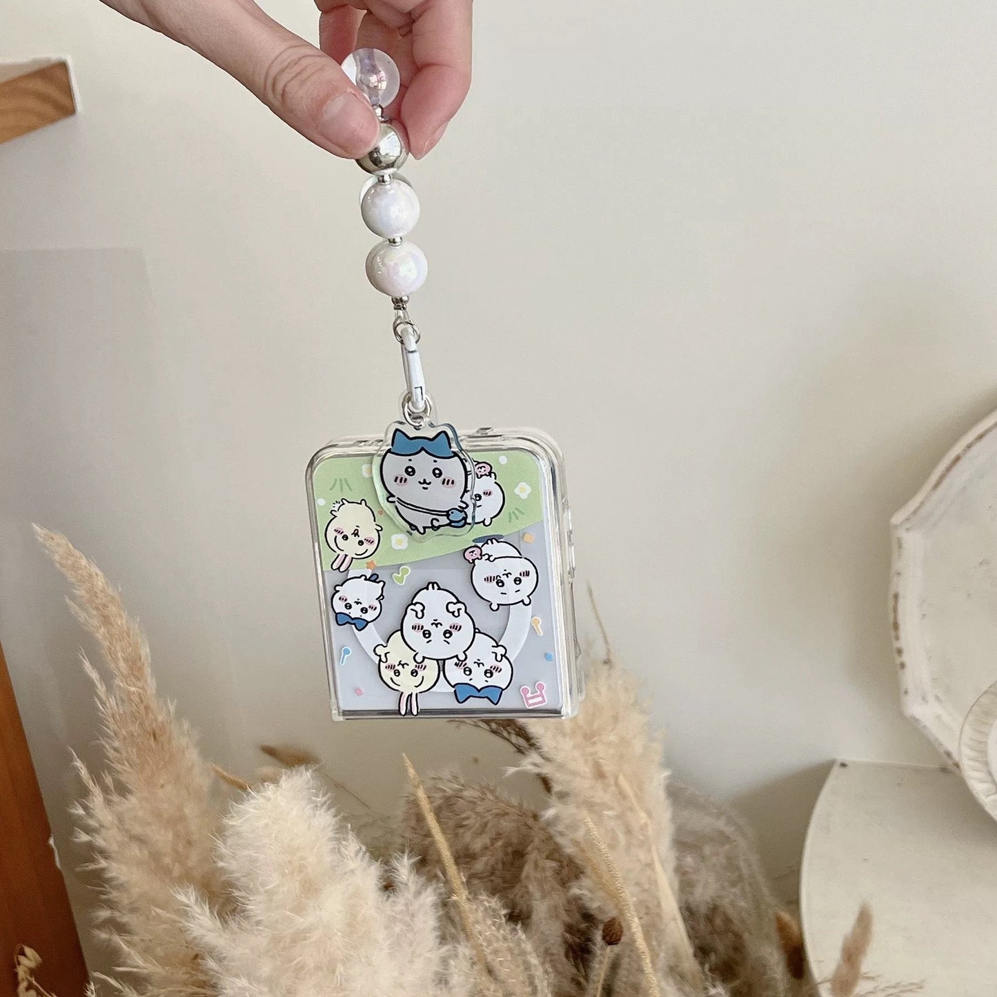 Cute Cartoon Magnetic Case with Phone Handle | Chiikawa Daily Outing - Phone Case Samsung Galaxy Z Flip 3 4 5 6 KawaiiGiftLand