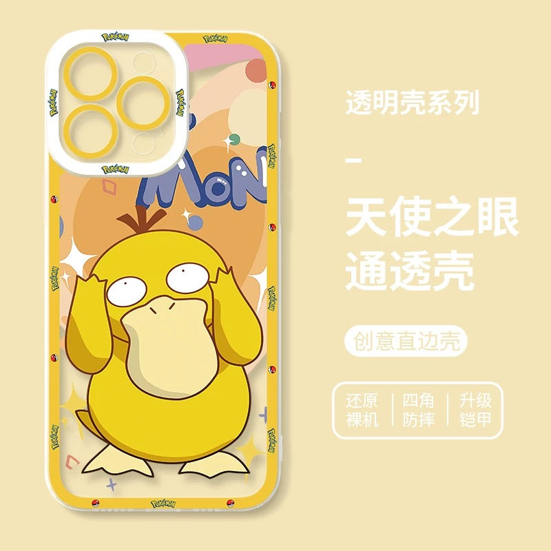 Japan Cartoon Pokemon Happy Party Verison | Psyduck - iPhone Case 6 7 8 PLUS SE2 XS XR X 11 12 13 14 15 16 16e Pro Promax 12mini 13mini