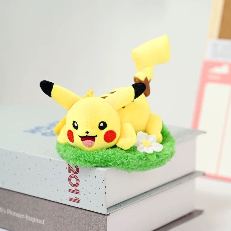 Japan Cartoon Pokemon with Laying & Sleeping on Grass Keychain Part 2 | Pikachu Charmander Bulbasaur Jigglypuff Squirtle - Mascot Plush Doll  Kawaii Decoration KawaiiGiftLand