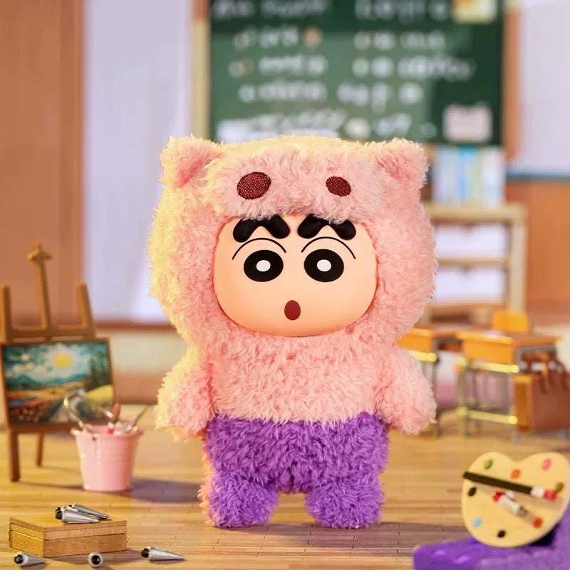 Japanese Cartoon Crayon Shin-chan Cosplay Soft Plush Series | Dinosaur Buriburi Boochan Shiro- Vinyl Face Plush Doll Figure Keychain Collectable Toys Mystery Blind Box