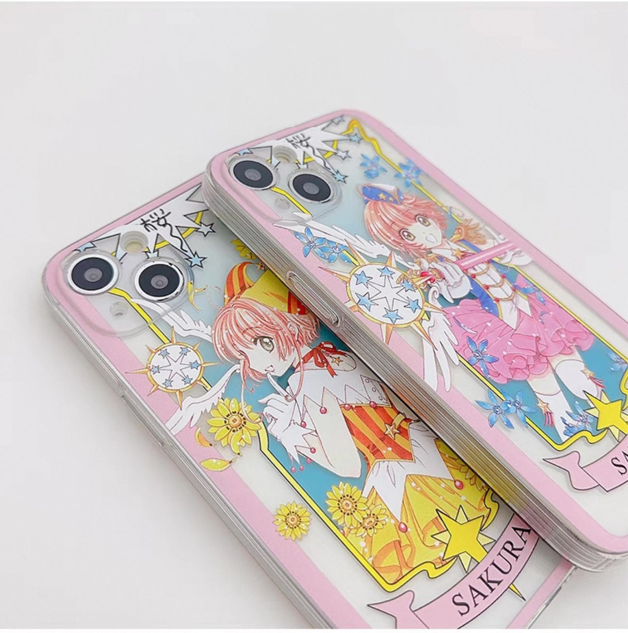 CardCaptorSakura Card Version Part 2 | Blue Flower & Yellow Daisy - iPhone Case 6 7 8 PLUS SE2 XS XR X 11 12 13 14 15 16 Pro Promax 12mini 13mini KawaiiGiftLand