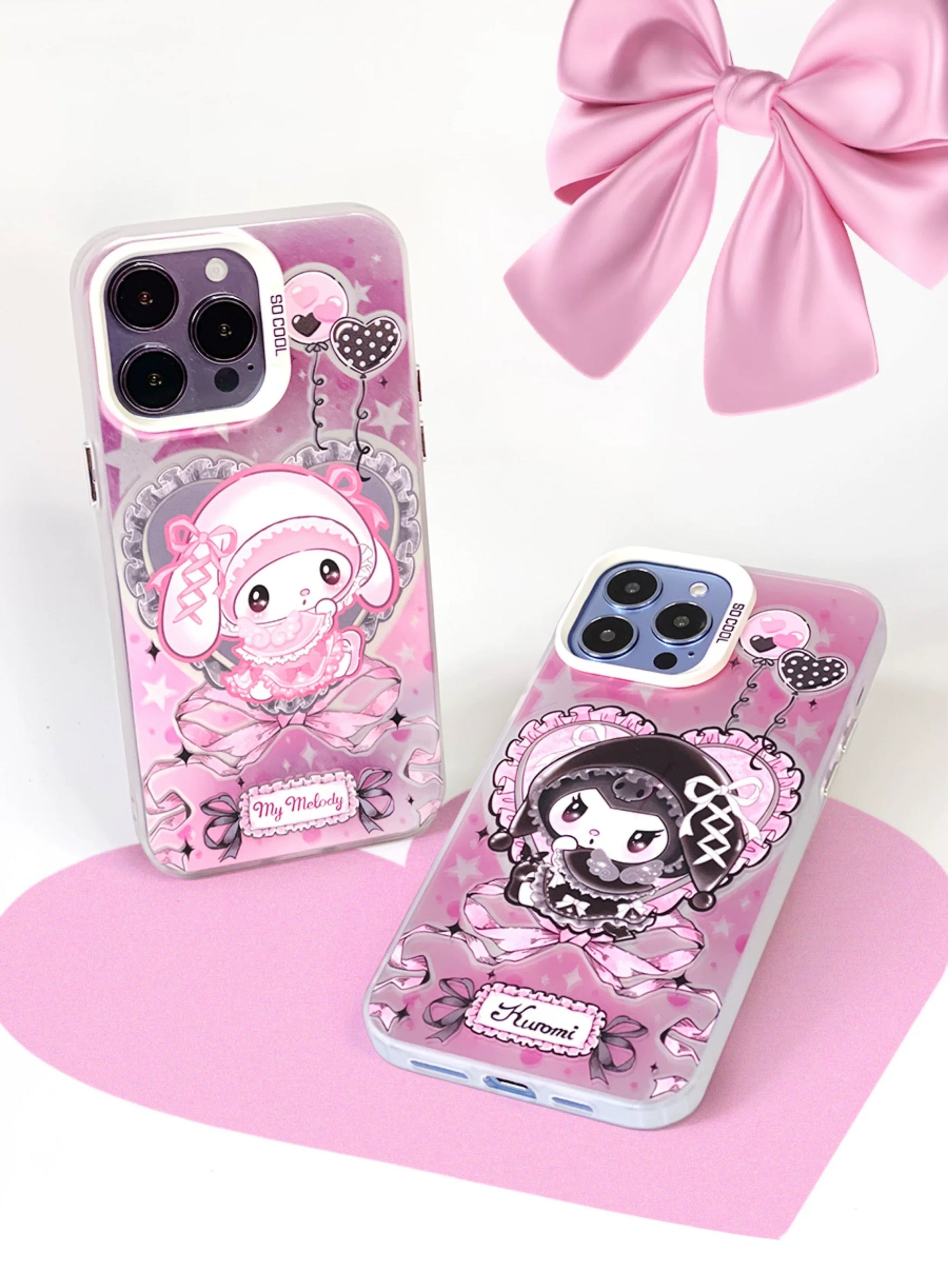 Japanese Cartoon Sanrio Winter Sweet Lolita | My Melody Kuromi Laser - iPhone Case 11 12 13 14 15 16 Pro Promax KawaiiGiftLand