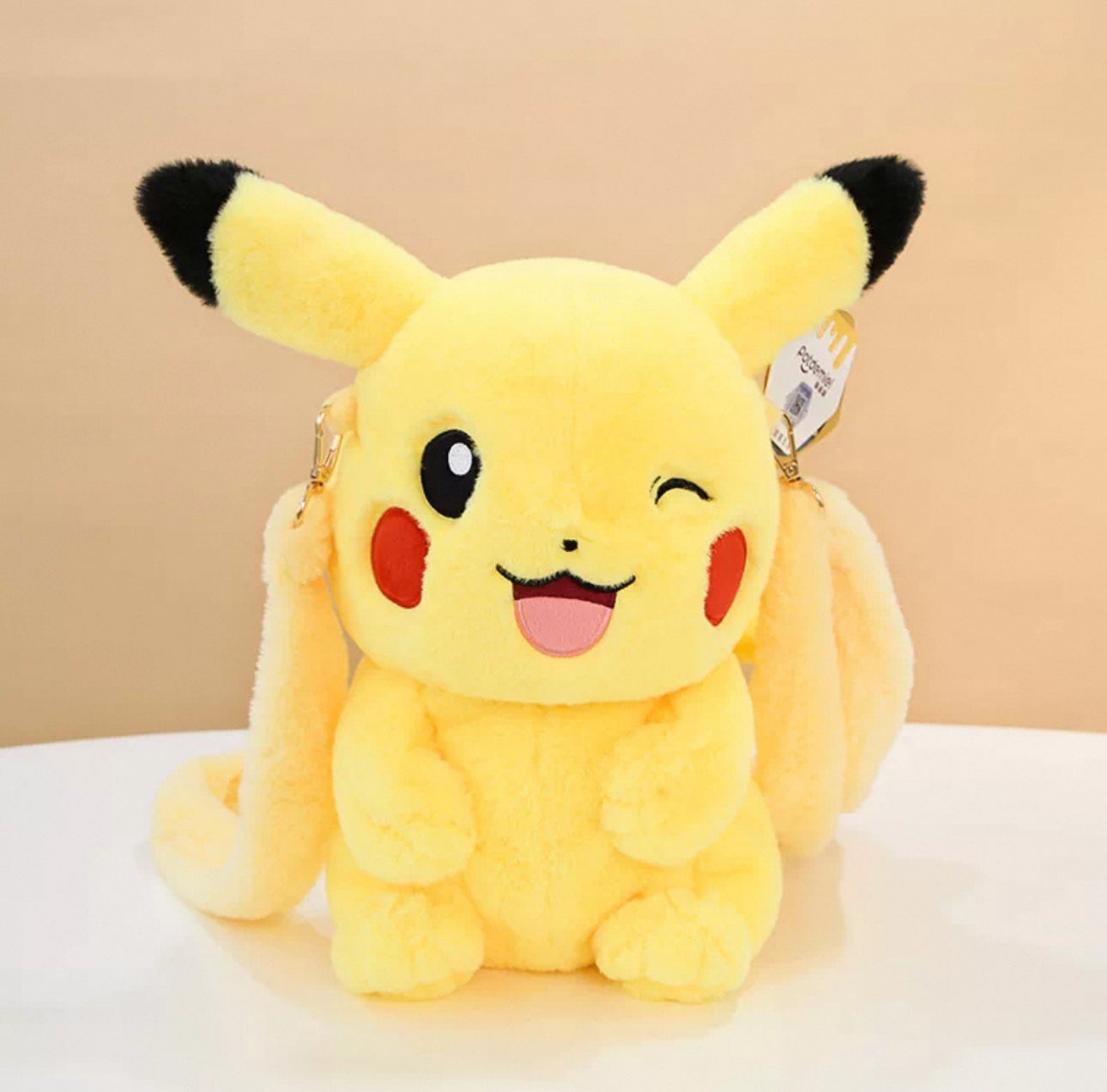 Japan Cartoon Pokemon Plush Backpack | Pikachu - Mascot Plush Doll Kawaii Decoration