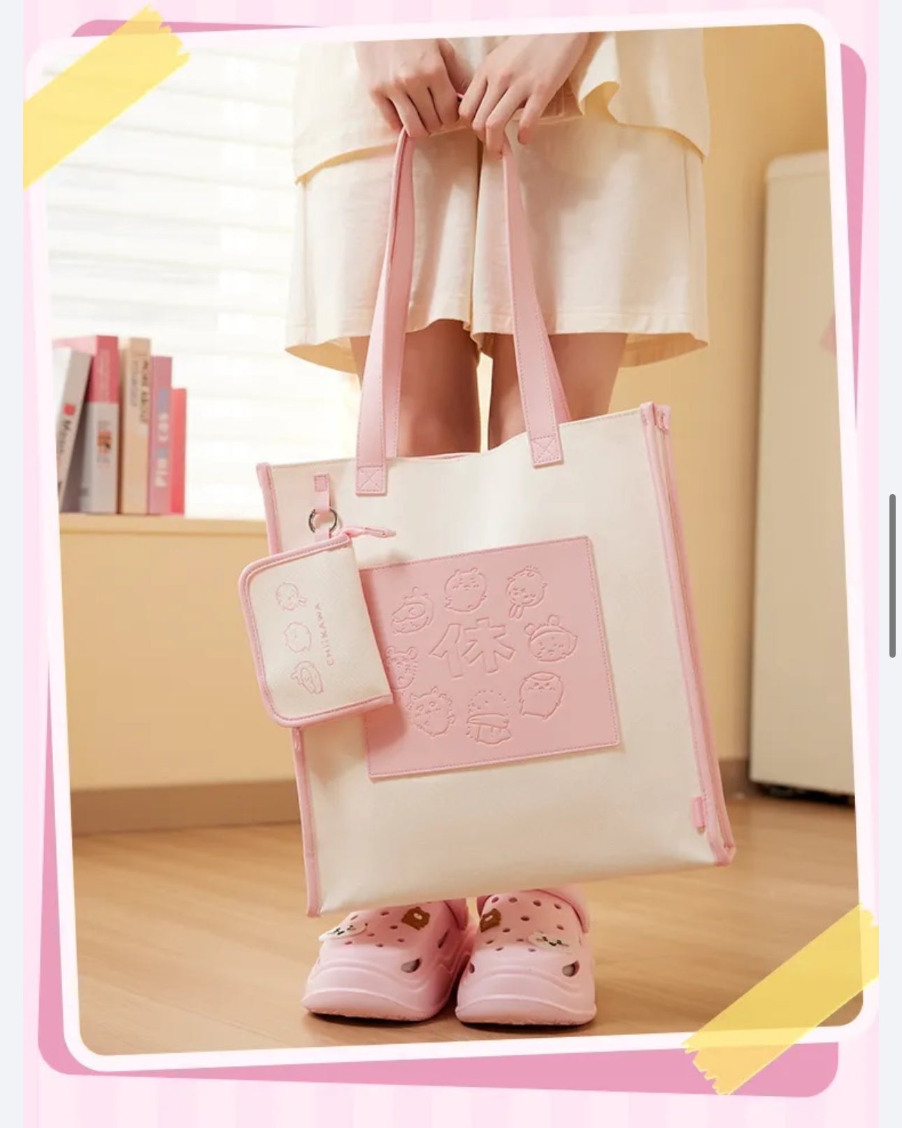 ChiiKawa X Miniso | Chiikawa Shoulder Tote Bag with Small Bag - Kawaii Item Cute Decoration KawaiiGiftLand