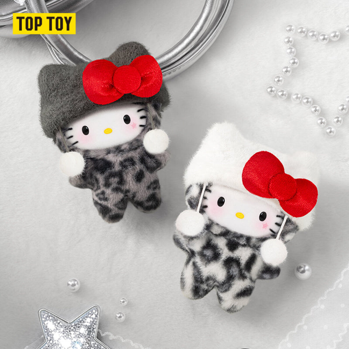 Hello Kitty Leopard Series Retro Vibe and Retro Noir plush charms