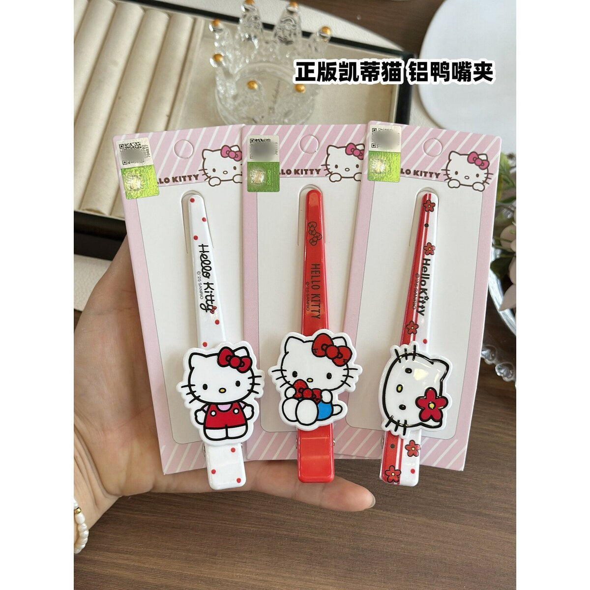 Sanrio Hello Kitty licensed long bar hair clip packaging and designs