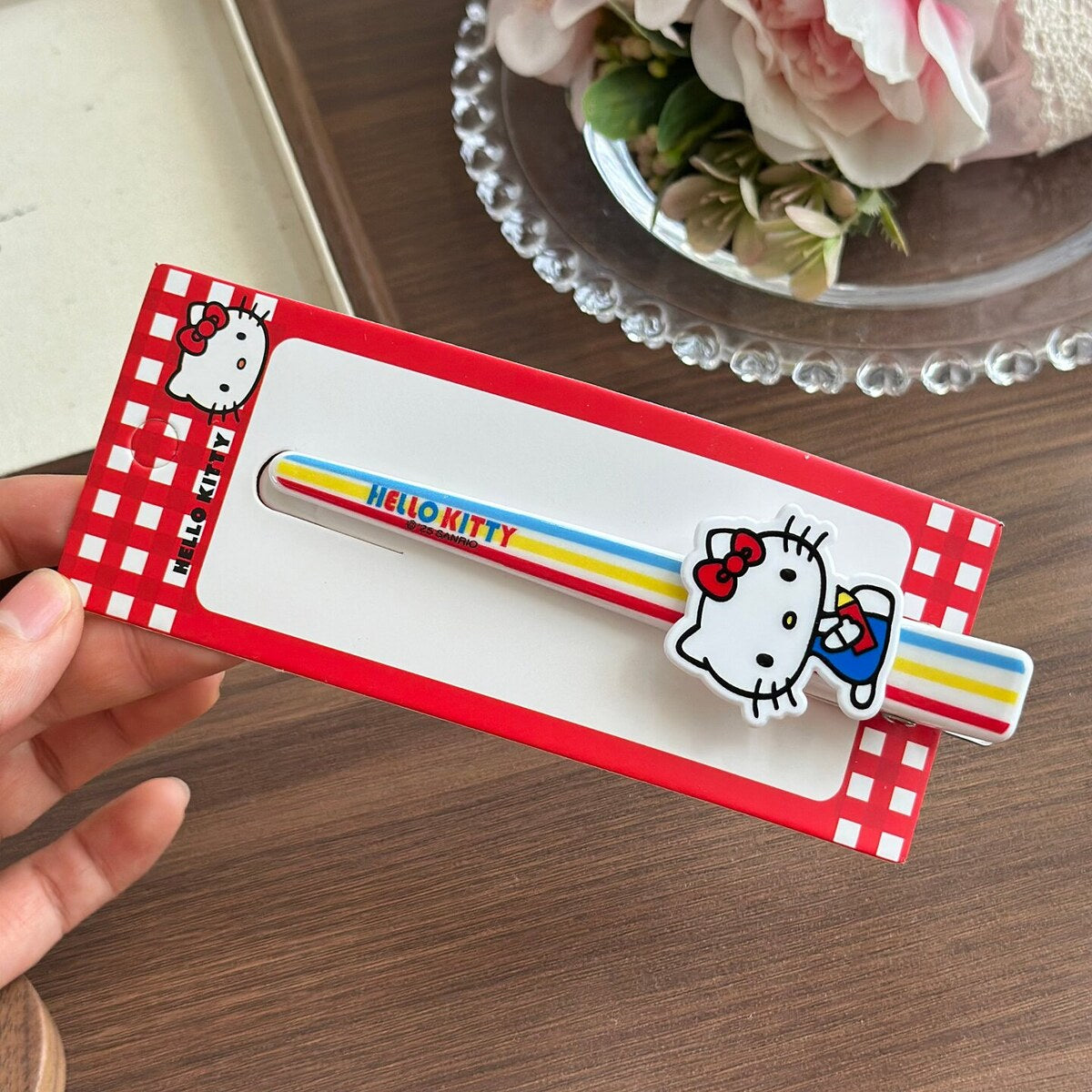 Hello Kitty rainbow stripe long bar hair clip 12.5cm - Sanrio licensed hair accessory