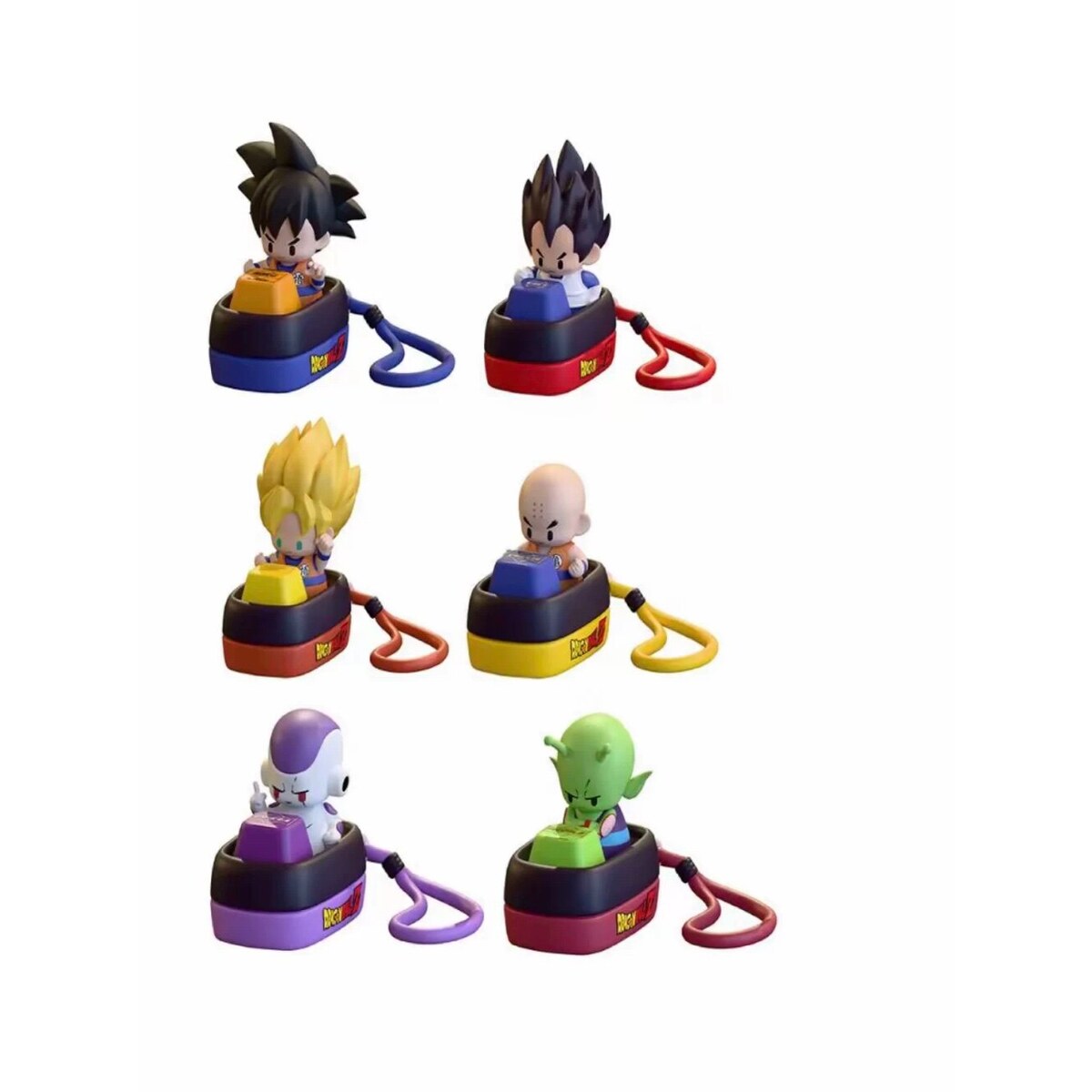 All six Dragon Ball Z chibi keycap figures in a set