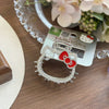 Hello Kitty Rhinestone Metal Claw Clip 4.2cm - Licensed Silver Kitty & Red Bow Hair Clamp 2 Styles