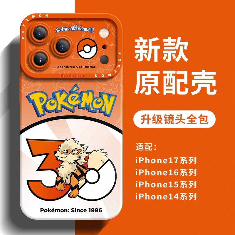 日本製漫画ポケモンシリコンケース ポケモン30周年バージョンパート3 | フシギバナ ヒトカゲ カメックス ライチュウ ニョロボン オコリザル ウインディ ニドキング 8スタイル - iPhoneケース PLUS SE2 XS XR X 11 12 13 14 15 16 16e 17 17e Pro Promax 12mini 13mini