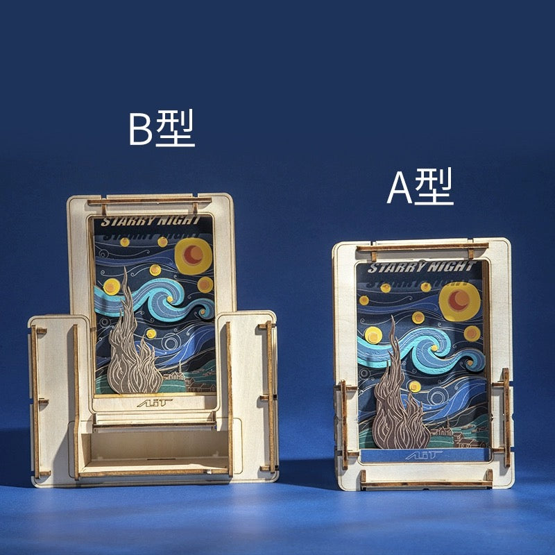 DIY Wooden Jigsaw Puzzle Multi-Purpose World Famous Paintings | Starry Night - Art Frame Home Decoration Gift