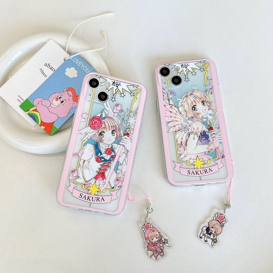 CardCaptorSakura Card Version Part 3 | Purple Flower & Rose - iPhone Case 6 7 8 PLUS SE2 XS XR X 11 12 13 14 15 16 Pro Promax 12mini 13mini KawaiiGiftLand