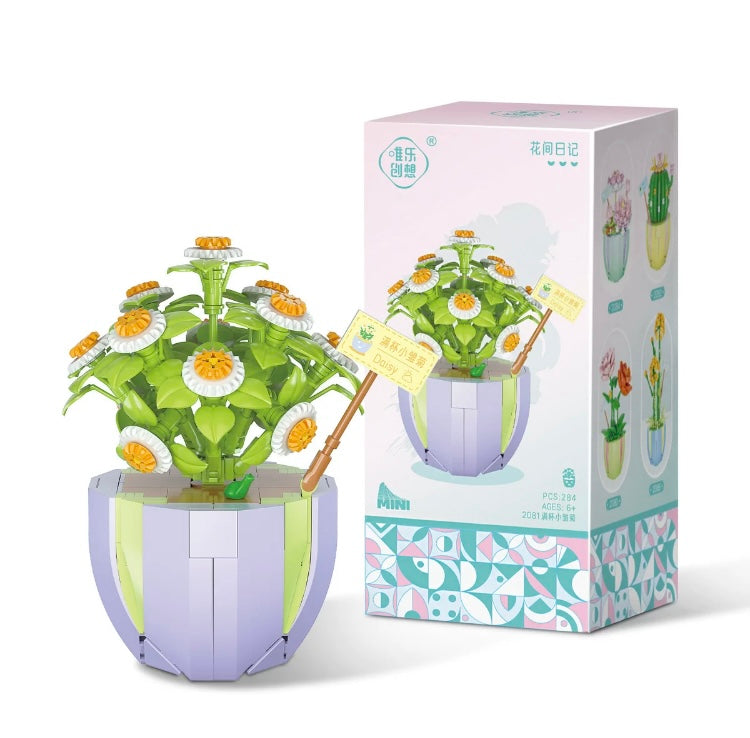 Mini Block Building Flower Dairy | Rose Jasmine Lilybell Daisy Cactus - Tiny Particle Assembly DIY Handmade Gift KawaiiGiftLand