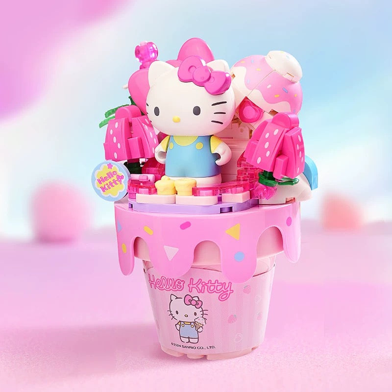 Sanrio Dessert Ice Cream Cone | Hello Kitty My Melody Kuromi Cinnamoroll Pompompurin Pochacco - Building Blocks Toy Collections KawaiiGiftLand