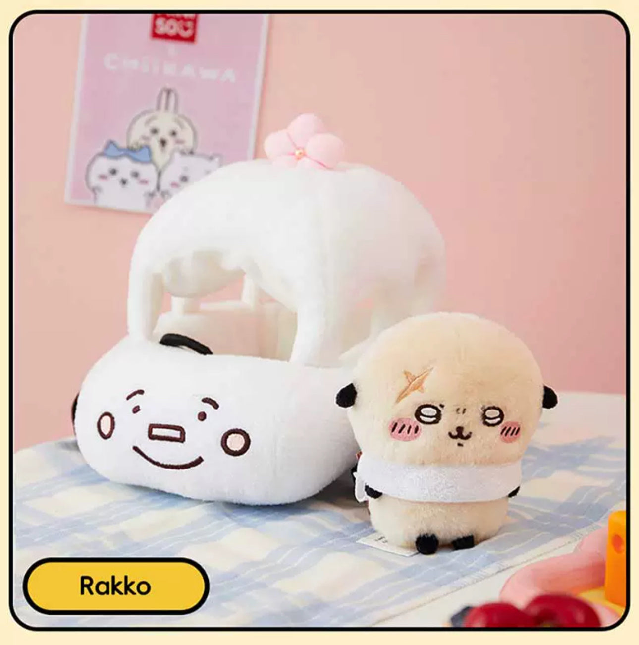 ChiiKawa X Miniso | Rakko with Car Plush Doll - Kawaii Doll Plush Cute Doll Decoration KawaiiGiftLand