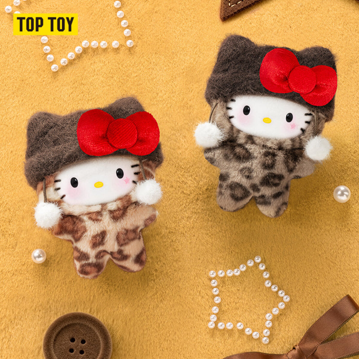 Hello Kitty Leopard Series Brown Leopard and Choco Stripe plush charms