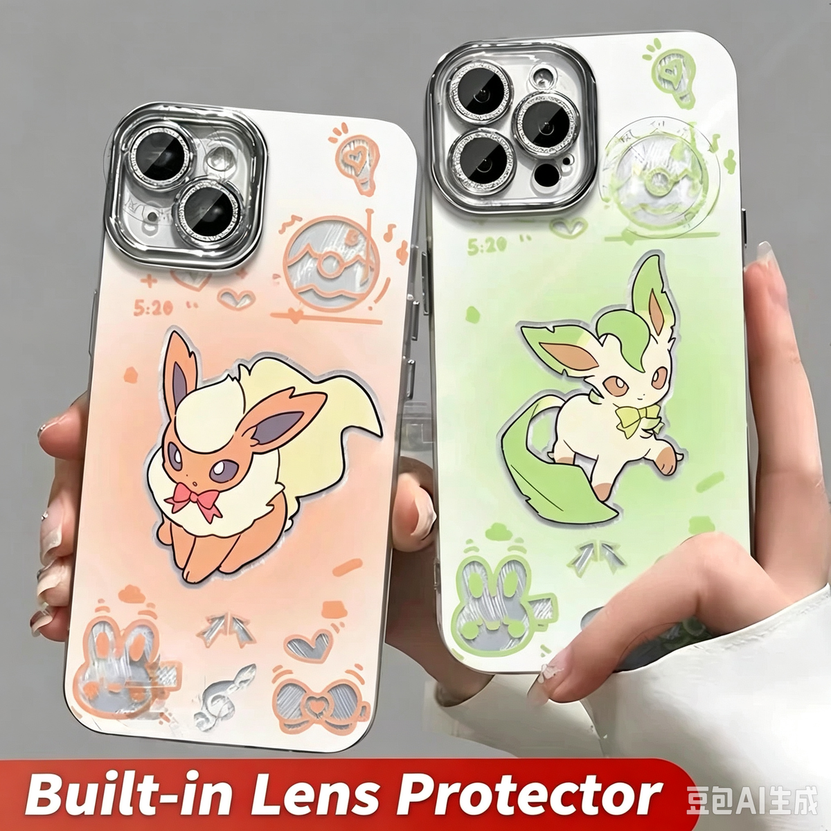 เคสการ์ตูนญี่ปุ่น Pokemon พร้อมที่กันเลนส์ ลาย Eevee Evolution โทนพาสเทลสุดน่ารัก | Eevee Vaporeon Jolteon Flareon Espeon Umbreon Leafeon Glaceon Sylveon 9 สไตล์ - เคส iPhone PLUS SE2 XS XR X 11 12 13 14 15 16 16e 17 17e Pro Promax