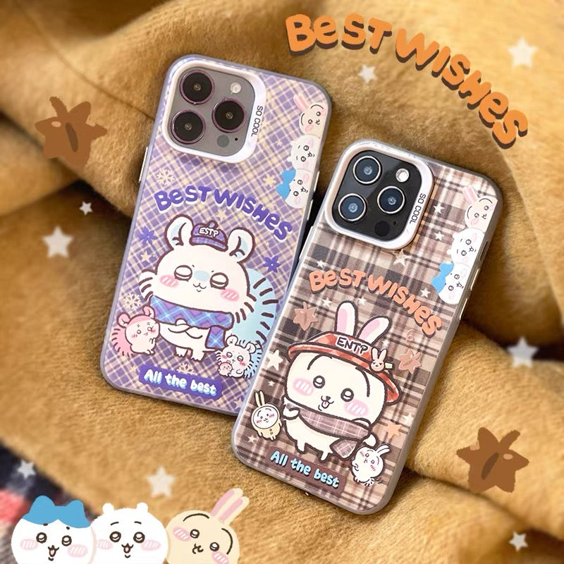 Japanese Cartoon ChiiKawa Best Wishes Winter Laser Case | ChiiKawa Hachiware Usagi Momonga - iPhone Case 11 12 13 14 15 16 16e 17 17e 18 Pro Promax