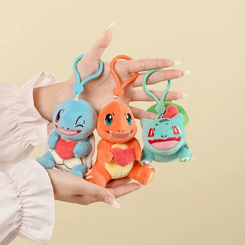 Japan Cartoon Pokemon with Heart Version Dream Start Keychain | Pikachu Bulbasaur Charmander Squirtle Clefairy Jigglypuff Psyduck Slowpoke Gengar Mew Togepi Plusle Minun Rowlet Mimikyu Sprigatito - Mascot Plush Doll  Kawaii Decoration KawaiiGiftLand