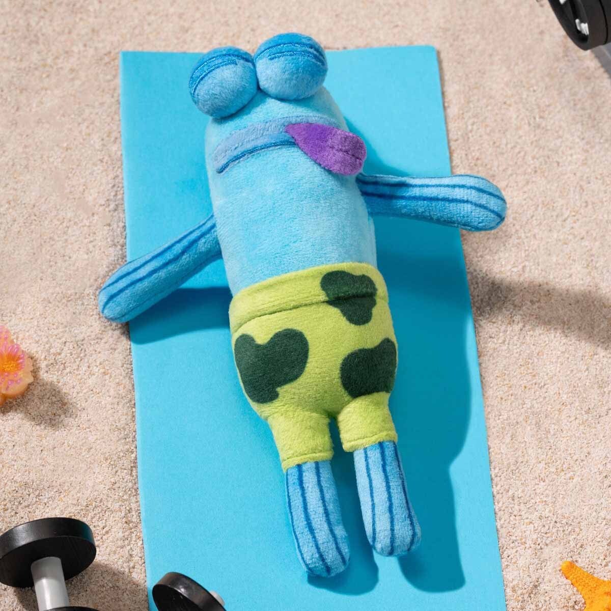 POP MART SpongeBob SquarePants Bikini Bottom Buddies Whimsical Plush - Flat Fish design lying on its back on a blue towel