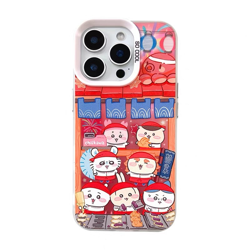 Japanese Cartoon ChiiKawa Takoyaki Octopus Balls Laser Case | Chiikawa Hachiware Usagi & Group - Phone Case Samsung Galaxy S26 S25 S24 S23 S22 S21 FE Ultra Edge