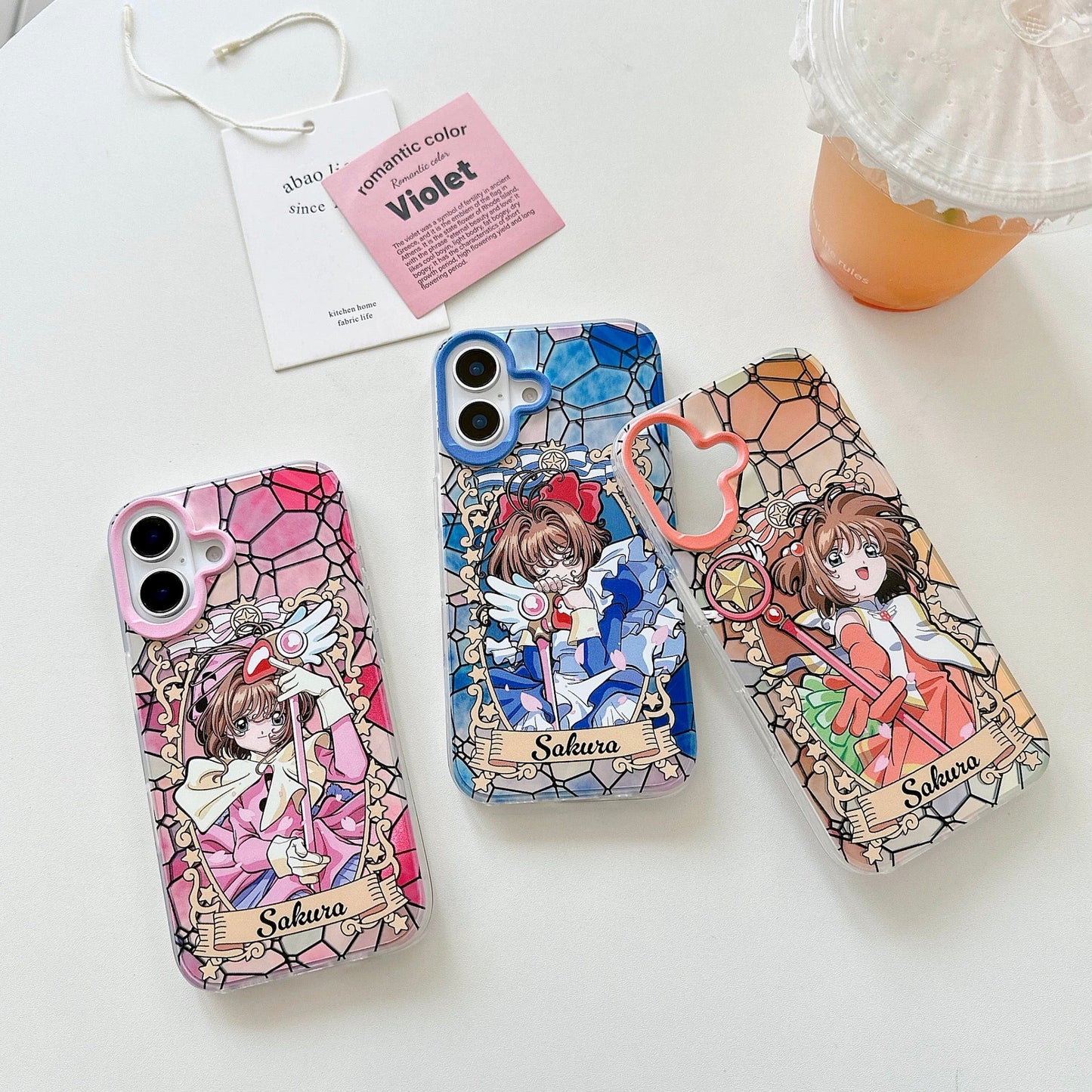 Japanese Cartoon CardCaptorSakura Layer Version| Pink Blue Orange - iPhone Case 6 7 8 PLUS SE2 XS XR X 11 12 13 14 15 16 Pro Promax 12mini 13mini